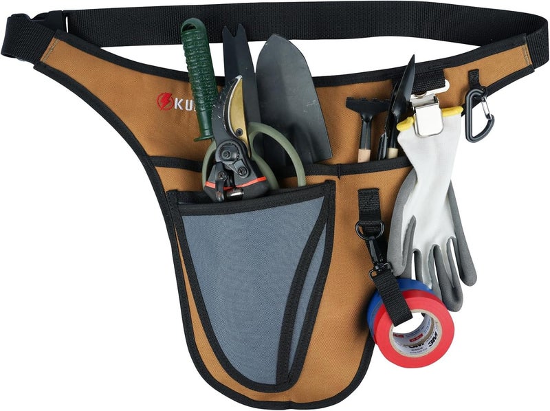 KUNN Garden Tool Waist Belt - 4 Deep Pockets Tool Apron for Women Men,Utility Pouch for Gardening,Electrican,Florists,Plumbing - Image 1